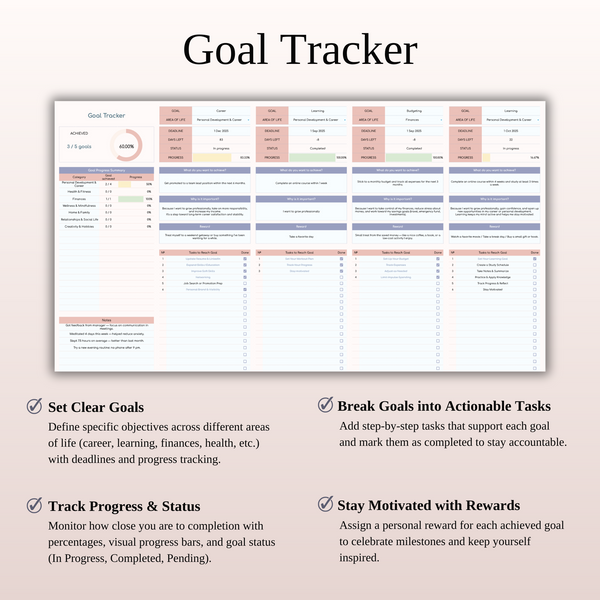 Goal Tracker - SpreadsheetsHub