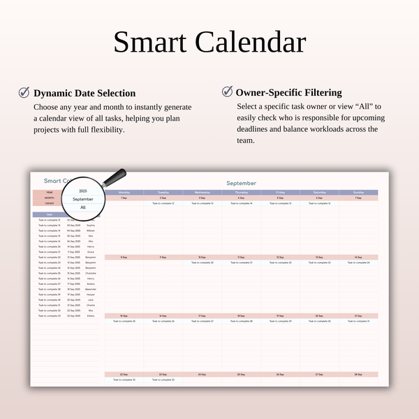 Kanban Board Smart Calendar - SpreadsheetsHub
