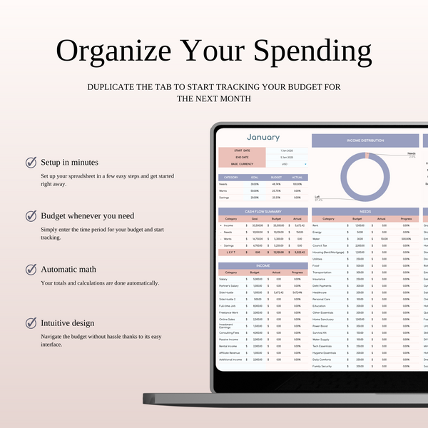 30/50/20 Budget Spreadsheet Template | Excel & Google Sheets