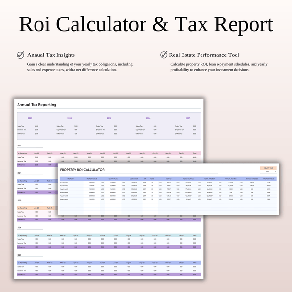 Rental Property Management Spreadsheet | Excel & Google Sheets Template (Rainbow Theme) - SpreadsheetsHub