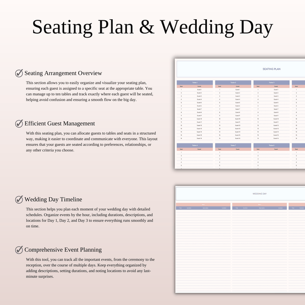 Wedding Planner Spreadsheet Template for Google Sheets & Excel - SpreadsheetsHub