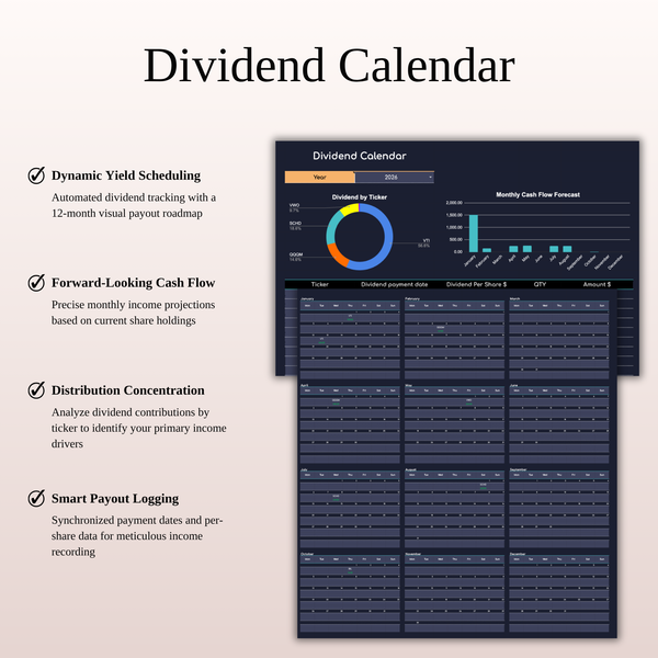 Dividend Calendar ETF & Index Fund Tracker - SpreadsheetsHub