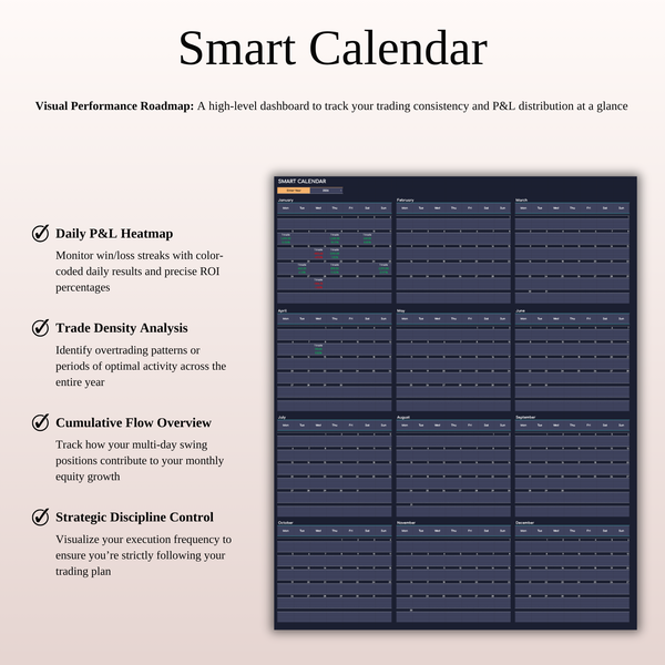 Smart Calendar Swing Trading Journal - SpreadsheetsHub