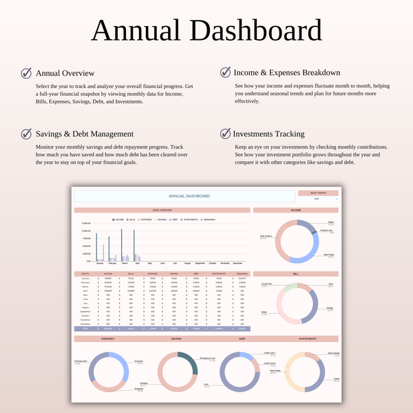 Annual Dashboard Income and Expense Tracker 