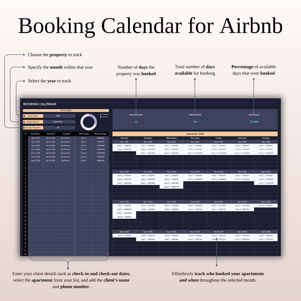 Ultimate Tool for Host Airbnb | Income & Expense Tracker Template (Dark Theme) - SpreadsheetsHub