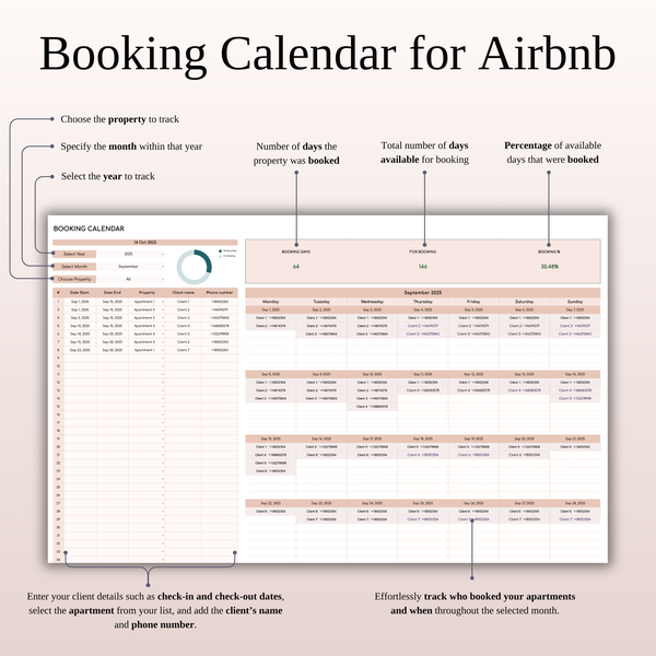 Airbnb Spreadsheet Template | Excel & Google Sheets (Elegant Theme) - SpreadsheetsHub