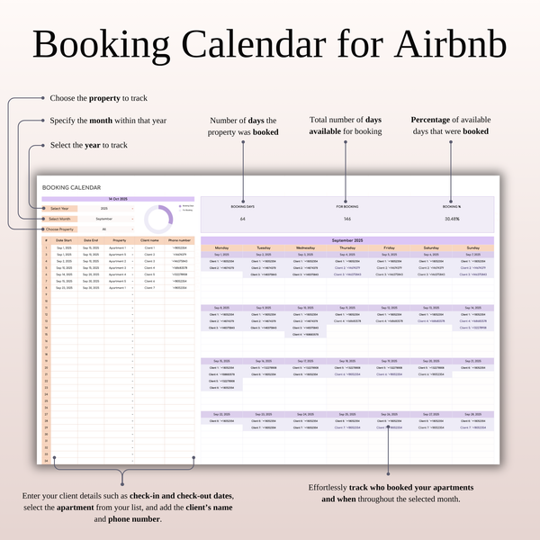 Airbnb Property Management Tracker (Rainbow Theme) - SpreadsheetsHub