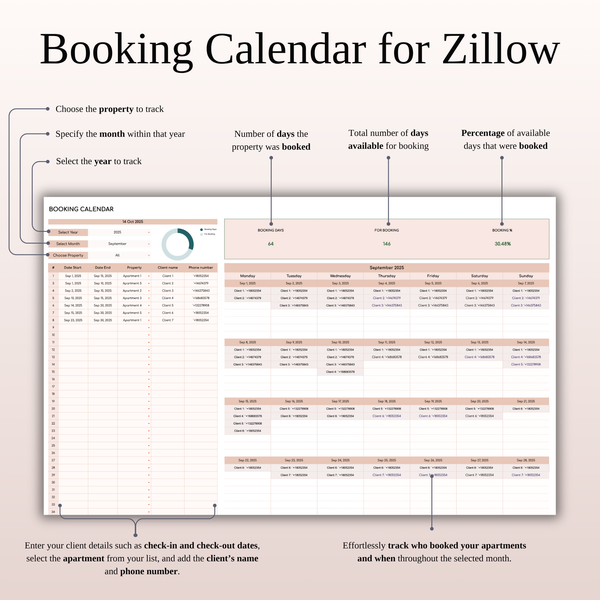 Zillow Property Tracker | Excel & Google Sheets for Hosts (Elegant Theme) - SpreadsheetsHub