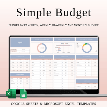 Budget Planner Excel & Google Sheets, Monthly Budget Spreadsheet, Personal Finance Tracker