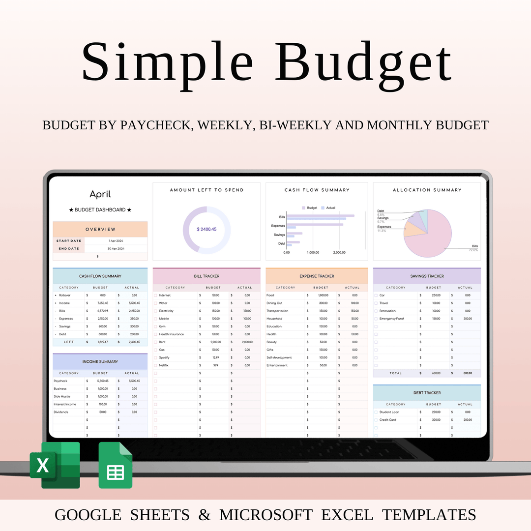 Personal Budget Templates Excel & Google Sheets | SpreadsheetsHub