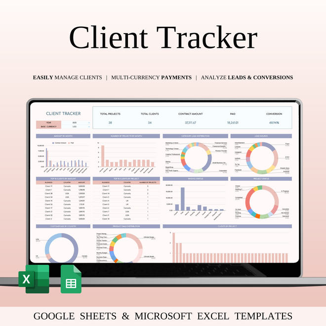Client Tracker Spreadsheet Template in Excel and Google Sheets