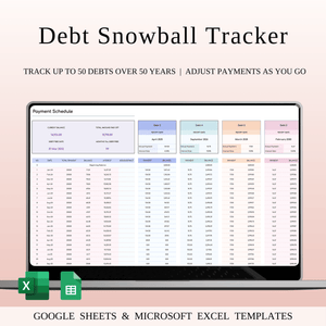 Debt Snowball Tracker Template Excel & Google Sheets (Rainbow Theme) - SpreadsheetsHub