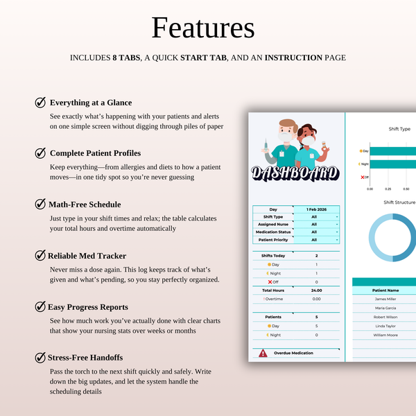 Features Nurse Shift Tracker