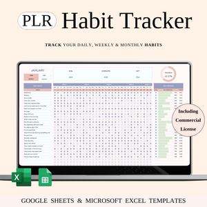 PLR - Habit Tracker - SpreadsheetsHub