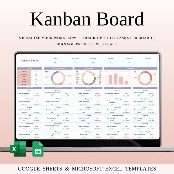 Kanban Board Spreadsheet Template - SpreadsheetsHub