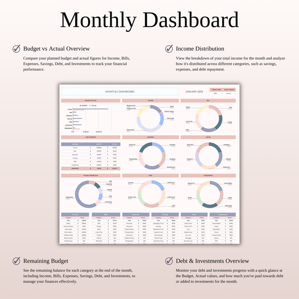 Monthly Dashboard Income and Expense Tracker 