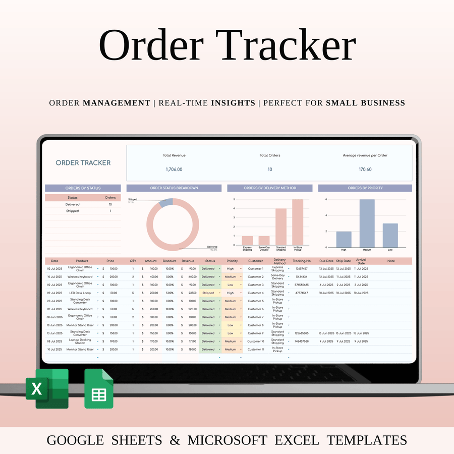 Order Tracker Spreadsheet Template