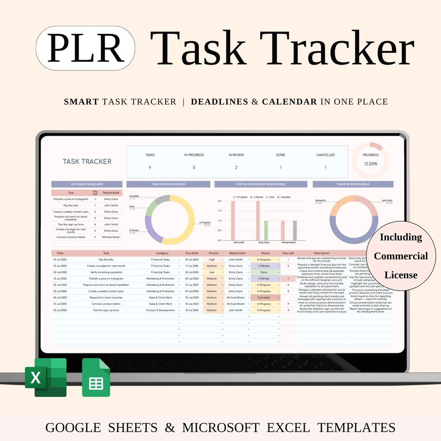 PLR Spreadsheets – Ready-to-Sell Templates (Excel and Google Sheets)