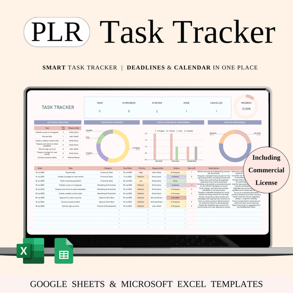 PLR - Task Tracker Template - SpreadsheetsHub