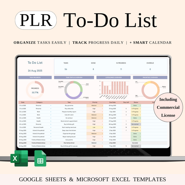 PLR - To-Do List Tracker Template - SpreadsheetsHub