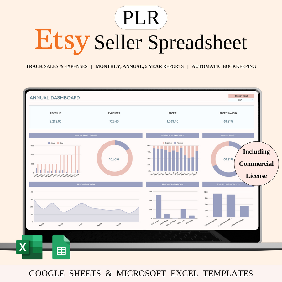 PLR - Etsy Seller Spreadsheet Template