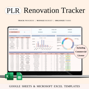 PLR - Renovation Tracker - SpreadsheetsHub
