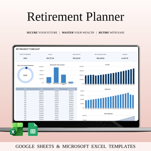 Retirement Portfolio Tracker & Planner for Google Sheets & Excel - SpreadsheetsHub