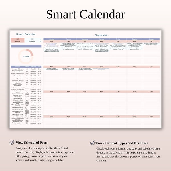 Smart Calendar - Social Media Calendar - SpreadsheetsHub