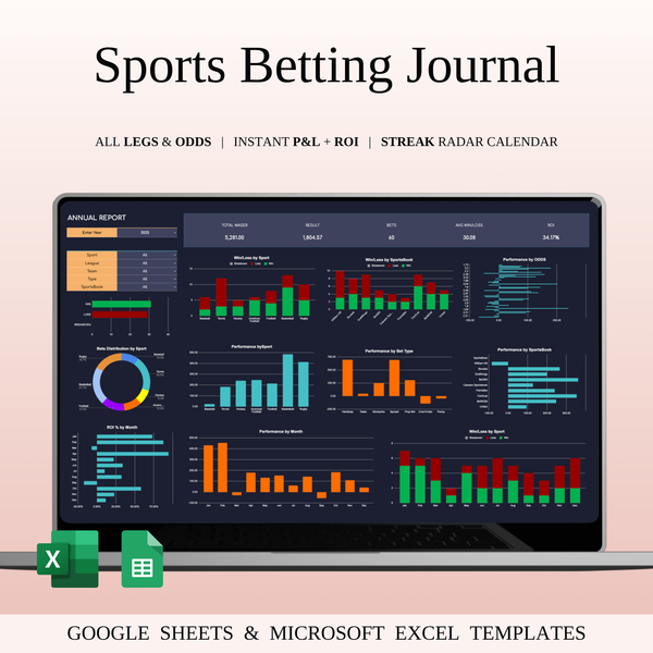 Sports Betting Journal (Dark Mode) | SpreadsheetsHub