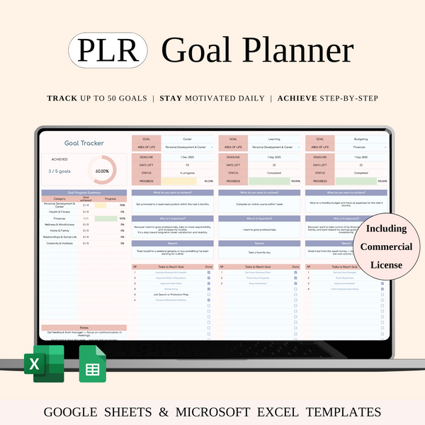 PLR - Goal Planner - SpreadsheetsHub