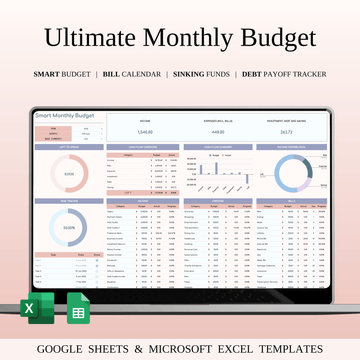 Ultimate Monthly Budget Spreadsheet Template Excel & Google Sheets