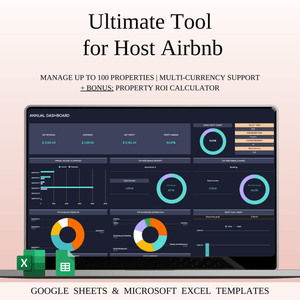 Ultimate Tool for Host Airbnb | Income & Expense Tracker Template (Dark Theme) - SpreadsheetsHub