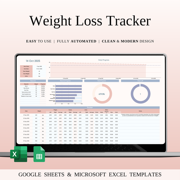 Weight Loss Tracker — SpreadsheetsHub